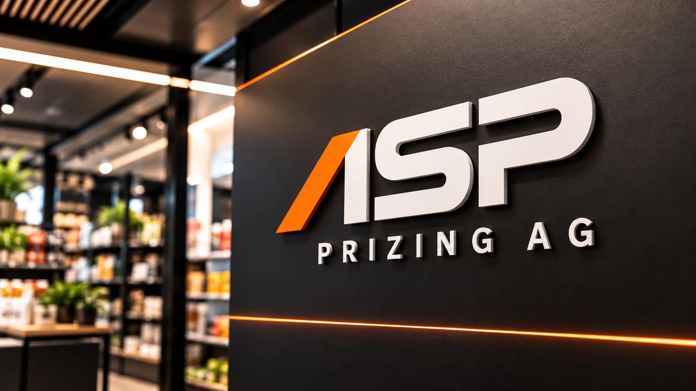 ASP Prizing AG Logo an einer Wand im Showroom